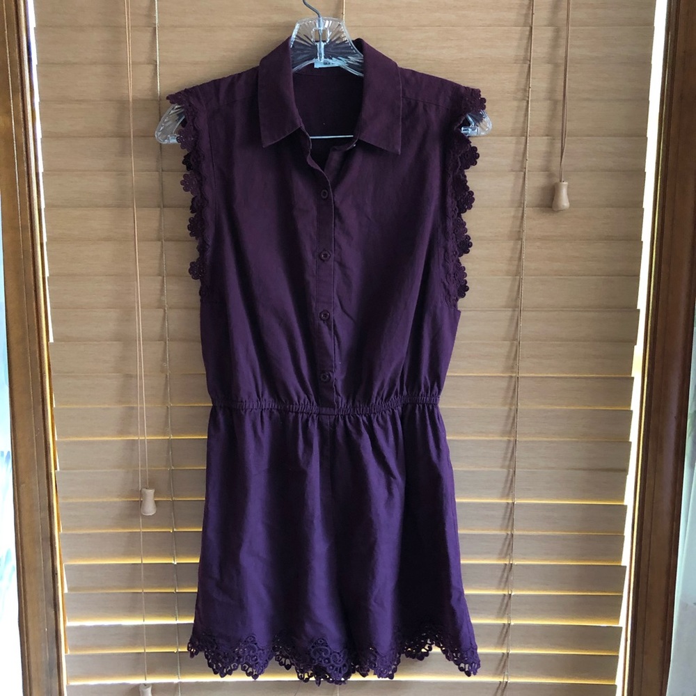 Dark purple romper with lace detail
